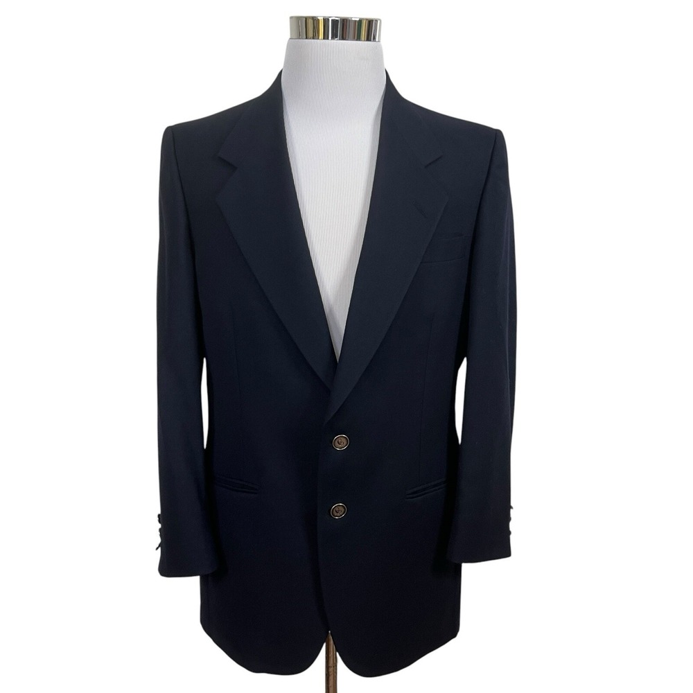 Nino Cerruti Blazer Mens 39R Blue 100% Wool 2 Button Rue Royale The Bon‎ Union